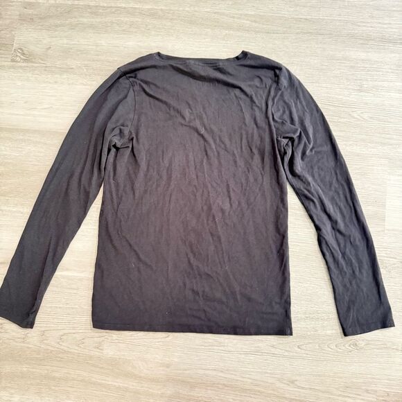 Lucky Brand Black Cotton Blend Long Sleeve Tee Shirt Size Medium - Picture 3 of 5